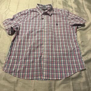 Men’s U.S. Polo Assn. Red and Blue Plaid Short Sleeve Shirt XXL NWOT